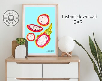 Abstract dragon fruit Print | food illustration | food art print | minimalist art | kitchen print