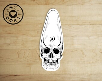 Conehead skull sticker // stationary scrapbooking Holographic vinyl sticker 90s retro culture