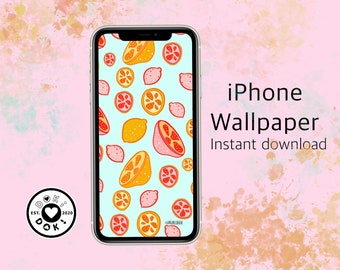 Fruit IPhone Wallpaper | Kawaii lock screen| lemon wallpaper| boho phone background