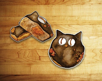 Set of Two Krispy Kreme Halloween Cat Donut Kawaii Sticker //Vinyl sticker, cute stationery, planner stickers, Food Stickers, Spooky Donut