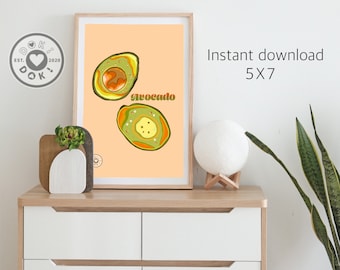 Abstract Avocado  Print |pop art| food illustration | food art print | minimalist art | kitchen print