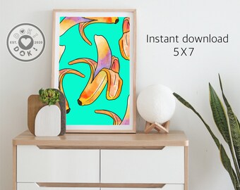 Abstract banana Print | food illustration | food art print | minimalist art | kitchen print