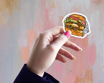 Fast Food Burger Sticker //Vinyl sticker, cute stationery, planner stickers, Food Stickers