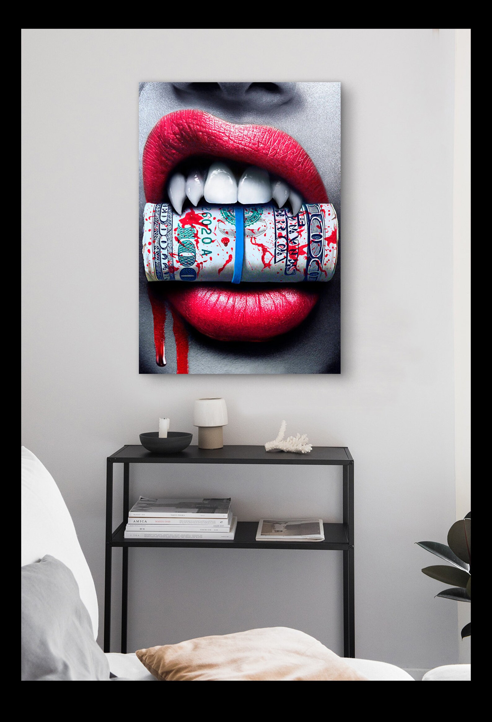 Wall décor. Wall art canvas. Lip print on canvas. Etsy