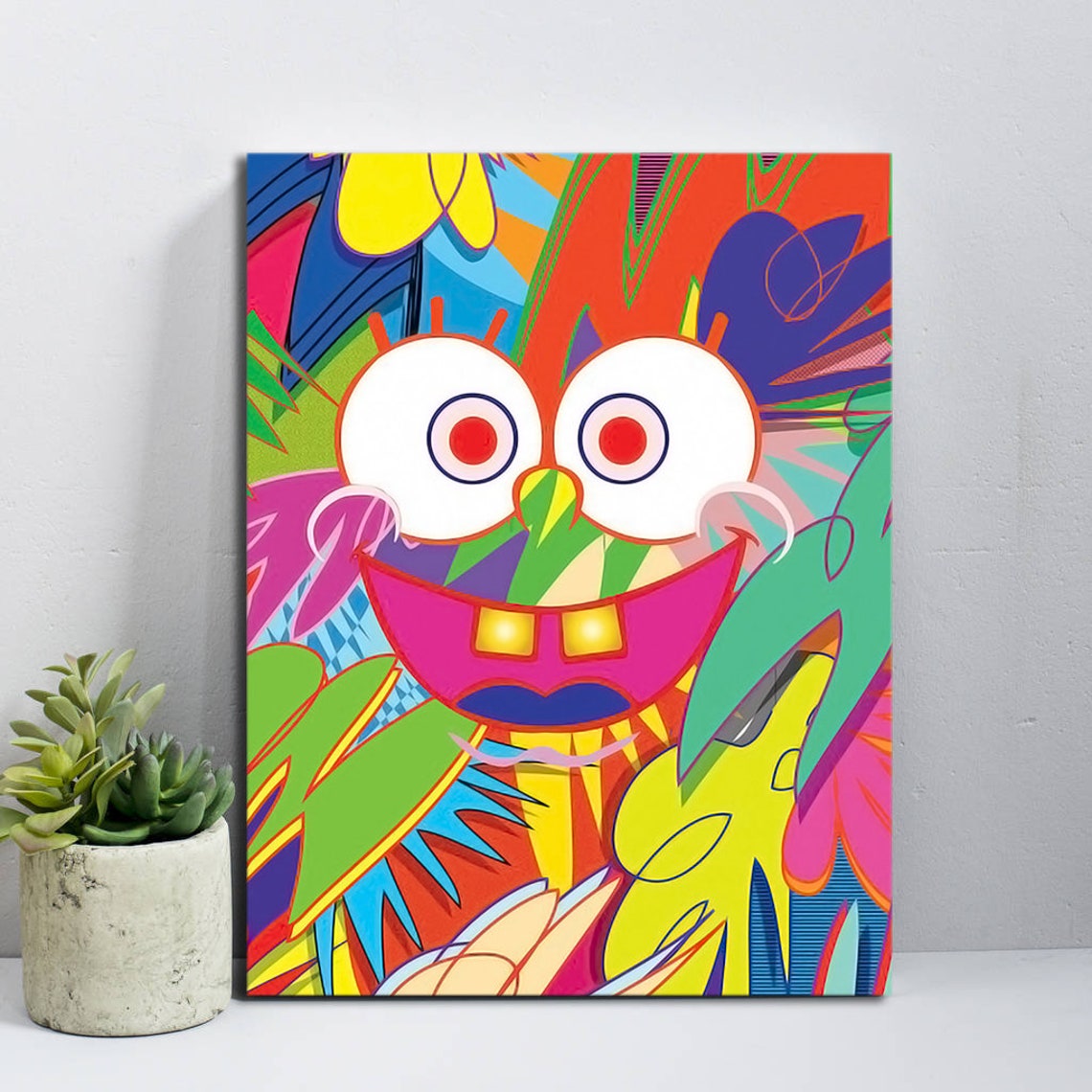 SpongeBob Wall d??cor. Canvas Wall print. SpongeBob cartoons | Etsy