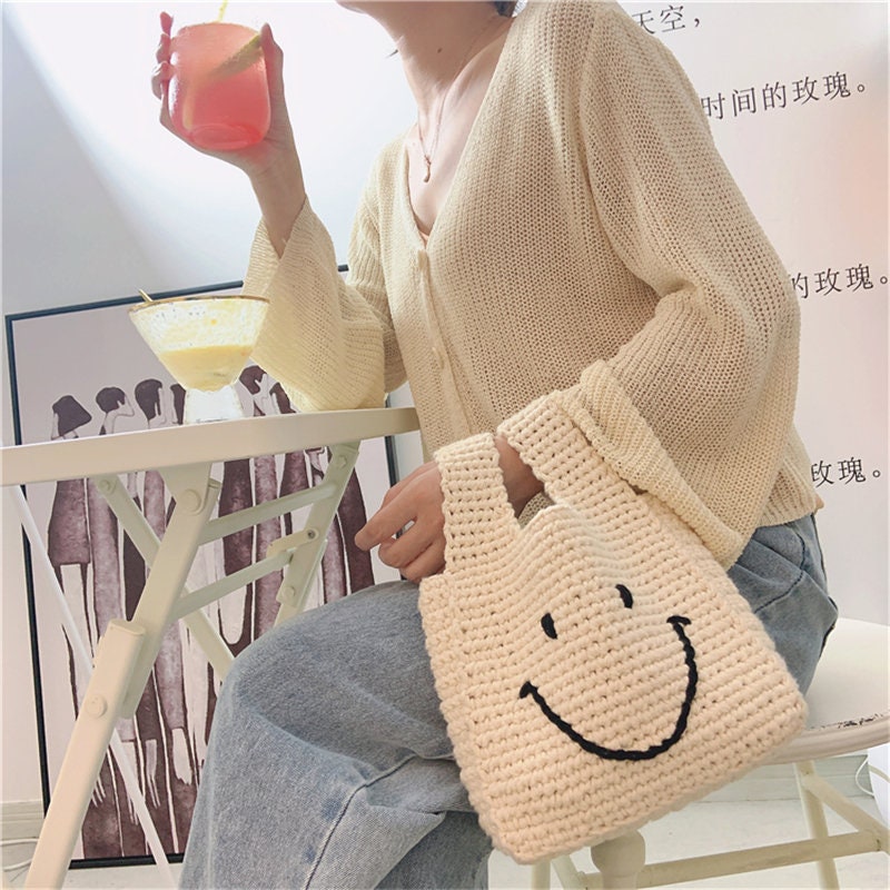 Smiley Bag Handbag Material Crochet Bag Material Kit Knitted | Etsy
