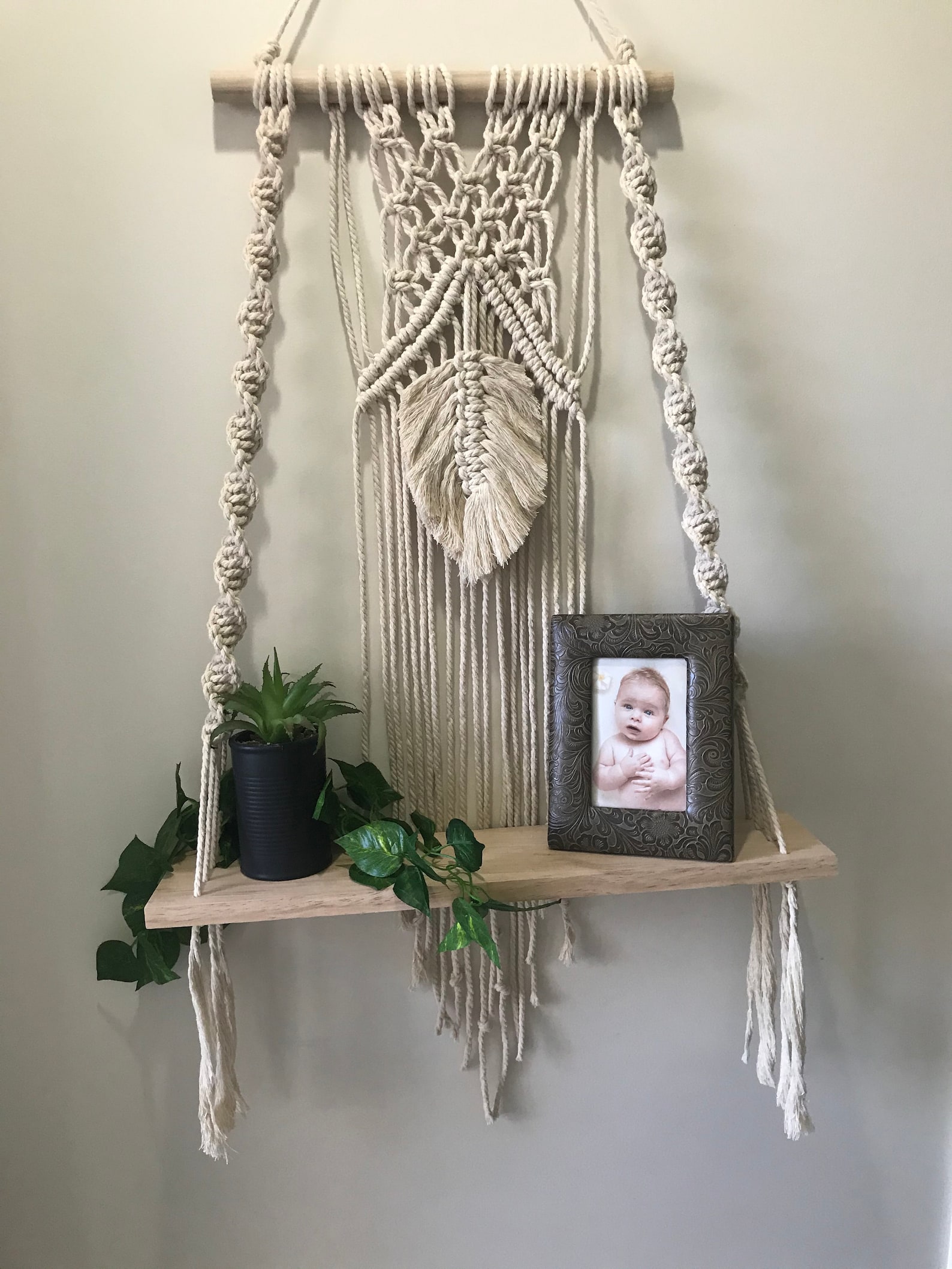 Original Macrame hanging shelf. 130cm x 60cm Etsy