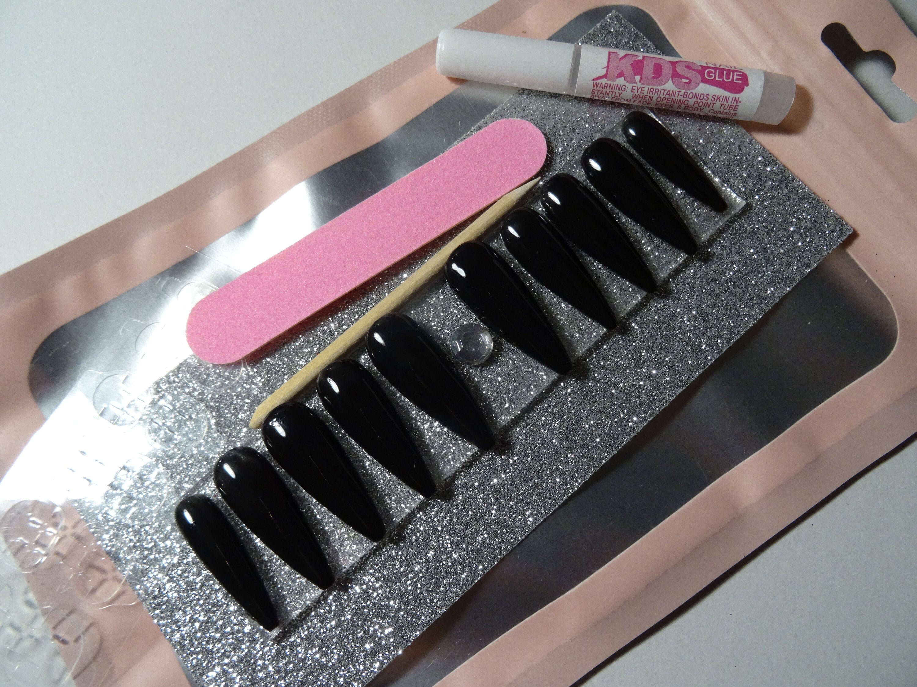 Alles Schwarze Jede Form Stiletto Nägel Nageldruck | Etsy