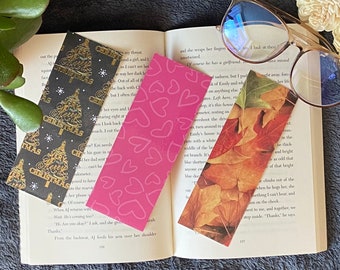 Seasonal Bookmarks: Christmas, Valentine's Day, and Fall Leaves