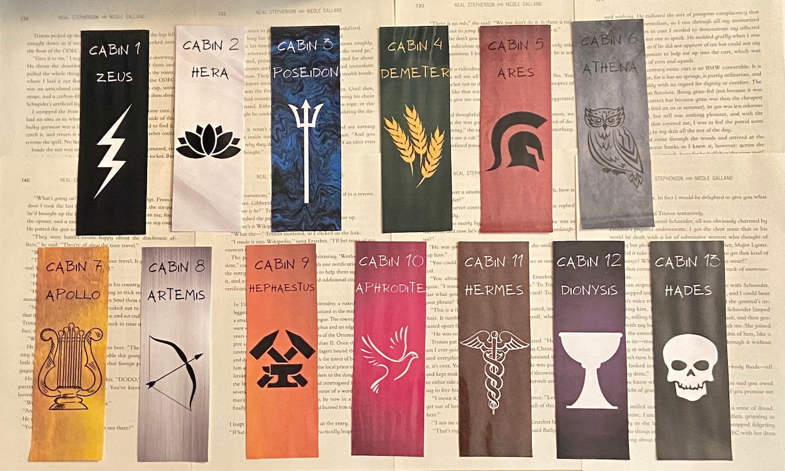 Percy Jackson Camp Halfblood Cabin Bookmarks Etsy