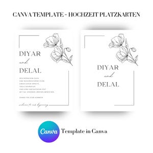 Conjunto clássico de cartões de casamento - modelos Canva para design elegante, cartões de lugar personalizados e mesas de casamento elegantes