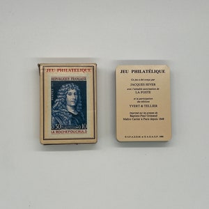 Jeu de cartes philatélique vintage (1990) par B.P. Timbres historiques Grimaud (édités en France) par Jacques Hiver