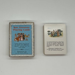 Karty do gry Kate Greenaway w stylu vintage (lata 60. XX wieku) (wydawnictwo Merrimack) Ilustracje akwarelowe (wydrukowane w Hongkongu) Ilustracje dla dzieci