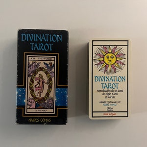 Wahrsager Tarot (1988) von Naipes Comas (Variation des Ancien Tarot von Marseille), erschienen in Barcelona, Spanien (Vintage OOP Tarot Deck)