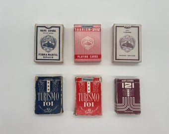 Vintage Mini Playing Cards (1950s to 1970s) Published in Spain by Heraclio Fournier (Antique Spanish Tax-Stamped) Patience, Bridge, Poker