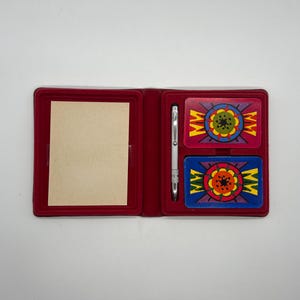 Coffret vintage Grimaud pour cartes à jouer (2 jeux avec Marlyse Tovae Art, bloc-notes et stylo) Classic Poker & Bridge Deck (fabriqué en France)