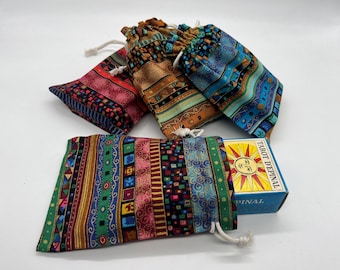 Mystical Tarot Bags (Made with Soft Fabric) ideal for Oracles, Runes, Tarot Cards (Esoteric & Hippie Colors Designs) Tarot Case