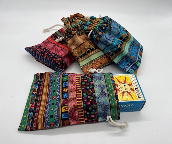 Mystical Tarot Bags (Made with Soft Fabric) ideal for Oracles, Runes, Tarot Cards (Esoteric & Hippie Colors Designs) Tarot Case