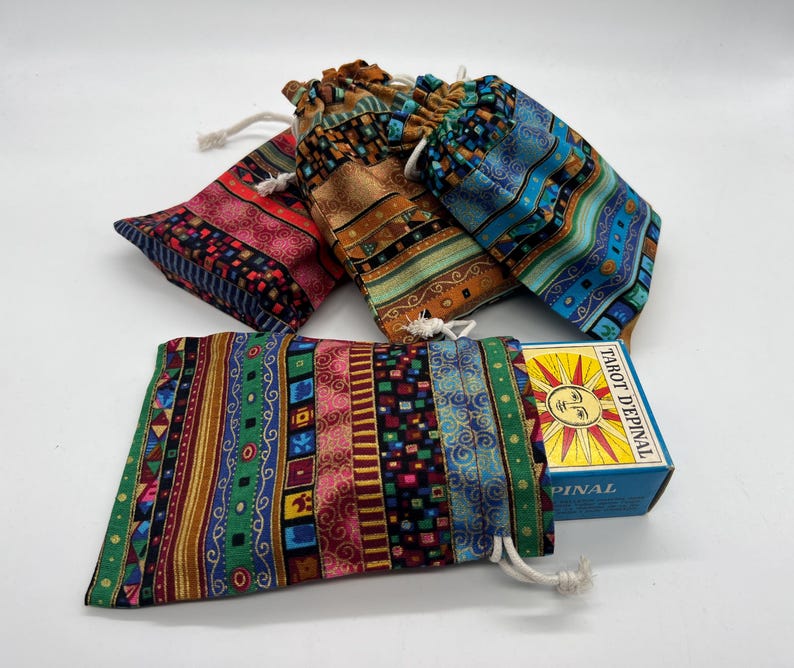 Mystical Tarot Bags (Made with Soft Fabric) ideal for Oracles, Runes, Tarot Cards (Esoteric & Hippie Colors Designs) Tarot Case image 1