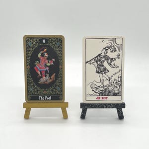 Mini Holz Kartenständer (Tarot Orakel Kartenhalter) für Foto-, Menü- und Visitenkarten | Affirmationskarten-Aufsteller (handbemalt)