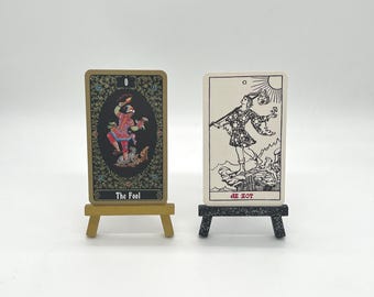 Mini Wooden Easel Card Stand (Tarot Oracle Card Holder) Stand for Photo, Menu and Business Cards | Affirmation Cards Display (Hand-painted)