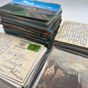 Originele vintage ansichtkaarten (1920 tot 1990) Lot van 15 GEMENGDE GEBRUIKT (Europa, Duitsland, internationaal) assortiment willekeurige vintage ansichtkaarten