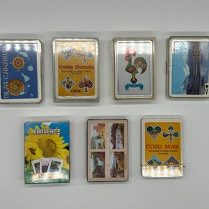 Europäische Reise-Weinlese-Spielkarten (Poker, Bridge, Patience, Canasta) berühmte Orte Souvenir-Spielkarten (Werbekarten)