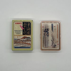 Vintage (1980-talet) Angel Tokai-Do 53 spelkort (designad av Hiroshige Ando) Utgiven i Japan (japanska spelkort) Ukiyoe-kort