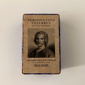RARE Spiel “Personages Célèbres de la Suisse” von Raymond Wiss (Jeux-Spear) Publiziert in der Schweiz (Historische Spielkarten) Vintage Deck