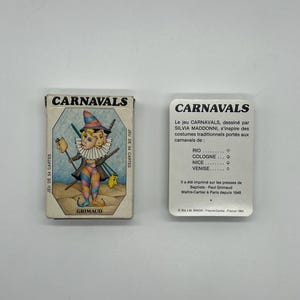 ヴィンテージ（1983年）カーニバルのトランプ、B.P.グリモー作、シルヴィア・マドンニのイラスト入り（フランス出版）ヴェネツィアのカーニバルマスク