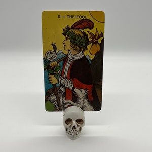 Mini Skull-kaartstandaard (tarot-orakelkaarthouder) standaard voor foto-, menu- en visitekaartjes | Bevestigingskaarten display (schedelbeen schedel)