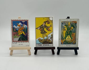 Mini Wooden Easel Card Stand (Tarot Oracle Card Holder) Stand for Photo, Menu and Business Cards | Affirmation Cards Display (Hand-painted)