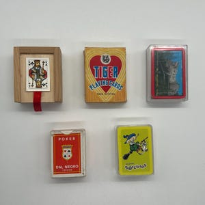 Mini carte da gioco vintage (Canastra, Bridge, Poker, Patience) Mini mazzi provenienti da Belgio, Cina, Italia e Francia