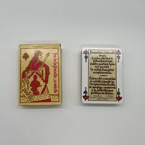 ヴィンテージ (1970 年代) Jeu de la Pucelle トランプ (15 シエクル) Éditions J.C. Dusserre 著 (フランス発行) フランスの歴史的アンティークデッキ