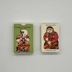 Raro (1987) Country Craftsmen Happy Families ilustrado por Mandy Hall (publicado na Grã-Bretanha) Primeira edição OOP (48 cartas)
