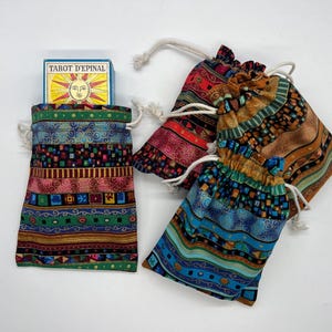 Mystical Tarot Bags (Made with Soft Fabric) ideal for Oracles, Runes, Tarot Cards (Esoteric & Hippie Colors Designs) Tarot Case image 2