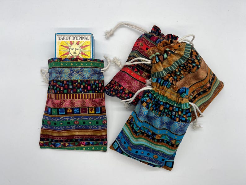 Mystical Tarot Bags (Made with Soft Fabric) ideal for Oracles, Runes, Tarot Cards (Esoteric & Hippie Colors Designs) Tarot Case image 2