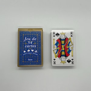 ヴィンテージ Jeu de 54 Cartes Luxe トランプ (Cofalu Kim'Play 発行) フランス製 (ベロテ ピケ、マニラ) ブルー トランプ