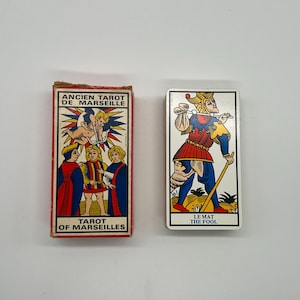Vintage (1963) Ancien Tarot de Marsiglia di B. P. Grimaud (Tarocchi di Marsiglia antichi originali) Pubblicato in Francia (inglese/francese) Mazzo RARE