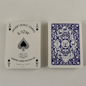 RARE (1985) Cartes bibliques de Jacob publiées par Lion Playing Cards Factory Tel Aviv - Fabriqué en Israël - Cartes à jouer juives vintage - Judaica
