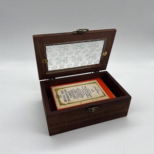 Scatola dei tarocchi classica in legno con vetro in stile vintage / Grande custodia in legno per gioielli con oracolo dei tarocchi / Scatola di stoccaggio in legno / Scatola dei tarocchi classica