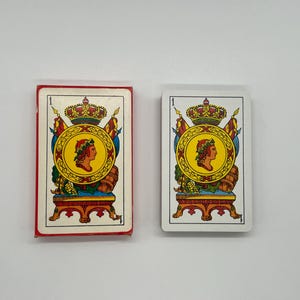 Carte da gioco spagnole vintage (1982) (Baraja Española) di Naipes Samsó / Naipes Comas (pubblicate a Barcellona, Spagna) 50 carte (mazzo raro)