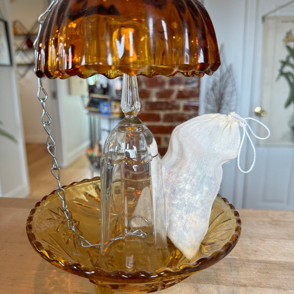 Upcycled vintage glass bird feeders