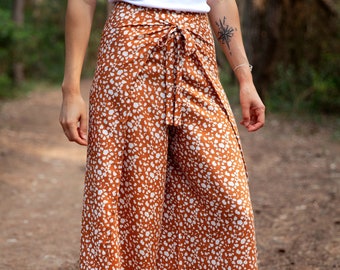 Pantalon thaï "pleine lune" - pantalon portefeuille femme - pantalon bohème coupe ample - pantalon été fluide - pantalon yoga taille unique