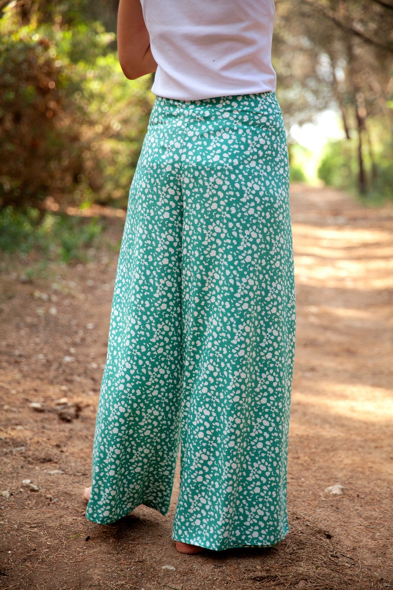 Pantalon thaï emeraude pantalon portefeuille femme pantalon bohème coupe ample pantalon d'été fluide pantalon yoga taille unique image 5