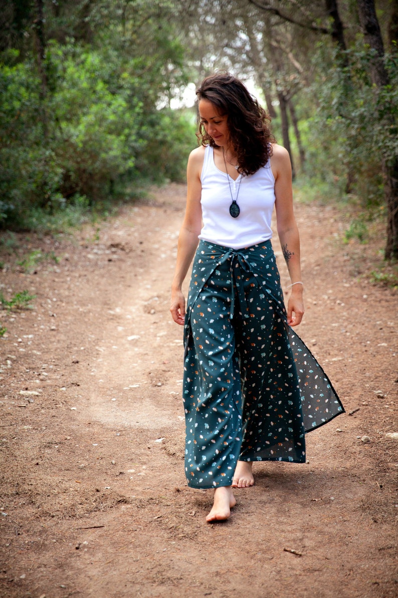 Pantalon thaï jade pantalon portefeuille femme pantalon bohème coupe ample pantalon d'été fluide pantalon yoga taille unique image 2