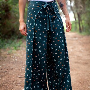 Thai jade pants women's wrap pants loose cut boho pants fluid summer pants one size yoga pants image 3