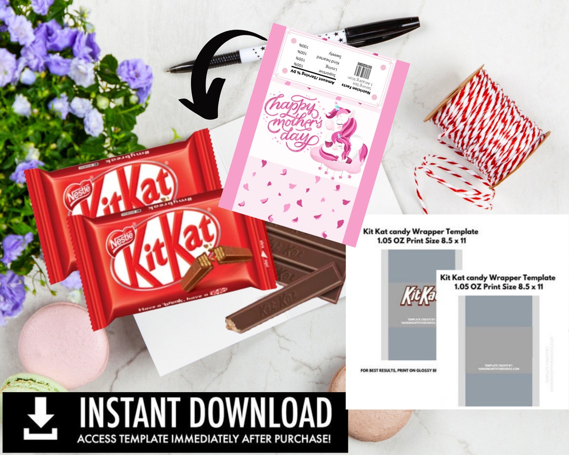 Kit Kat Candy Wrapper Template Instant Download Kit Kat Etsy