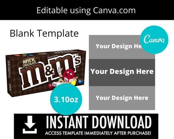 M&amp;M Candy Box Template Blank template Canva template | Etsy