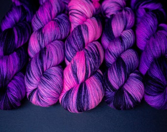 Hand Dyed Yarn | 5 SKEIN FADE - OOAK | Elara Sock - 3 ply - 75/25 Merino Nylon Fingering Weight | Crow and Crescent Yarn